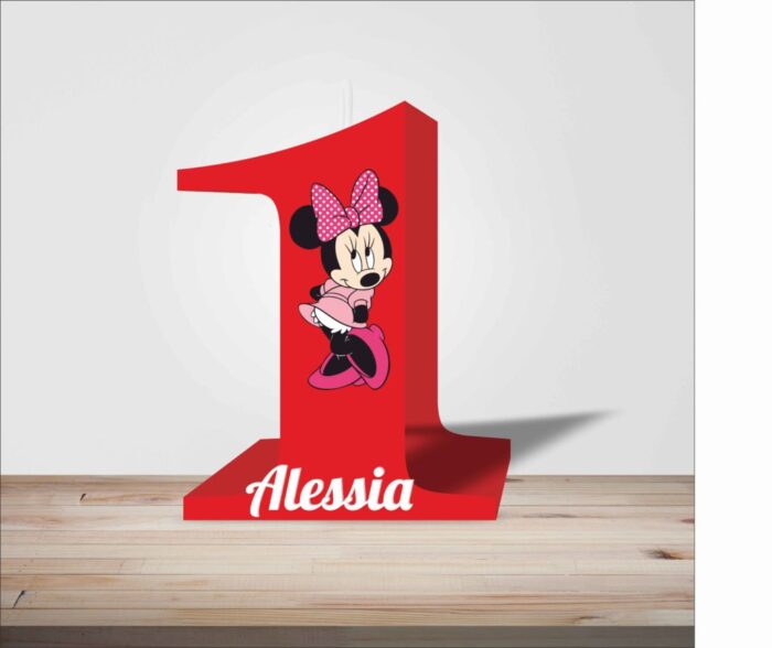 Număr unu roșu cu desen animat Minnie