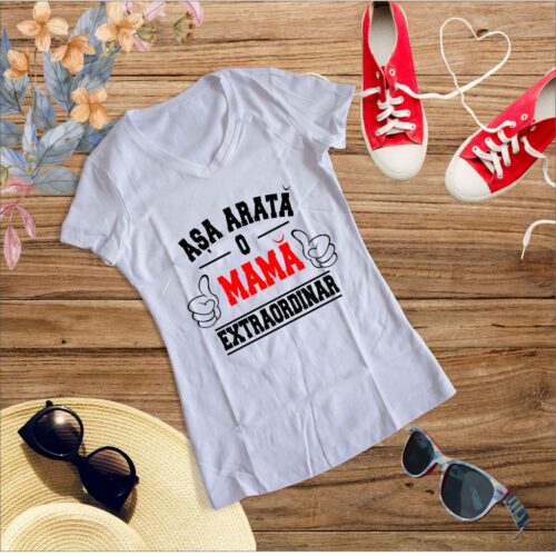 Tricou alb mesaj Asa arata o Mama Extraordinara