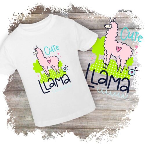 Tricou alb cu model simpatic de lama