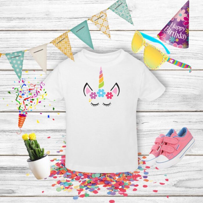 Tricou unicorn petrecere aniversară decor colorat