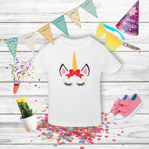 Tricou aniversar unicorn pentru copii colorat vesel