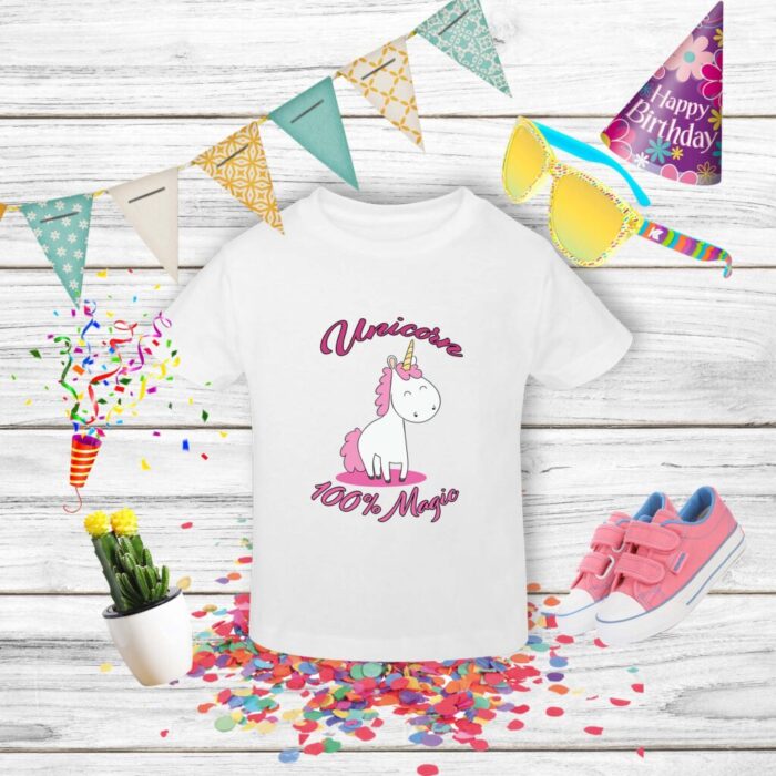 Tricou unicorn aniversează petrecere copil haioasă colorată