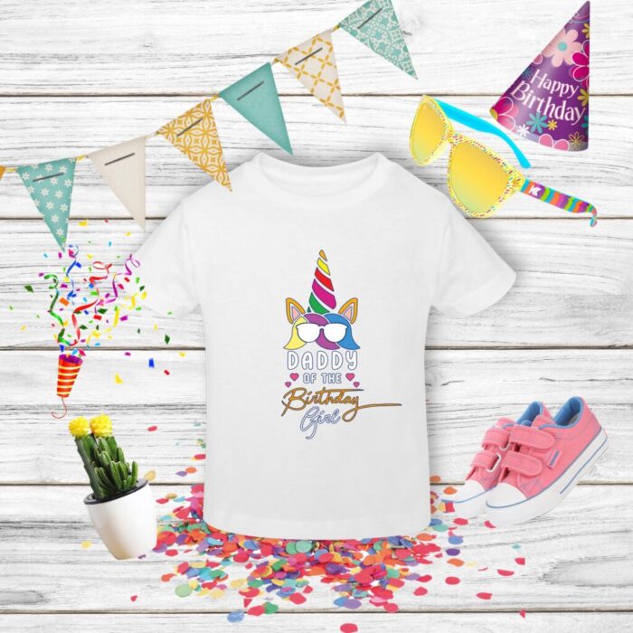 Tricou aniversar unicorn pentru tătici colorat vesel