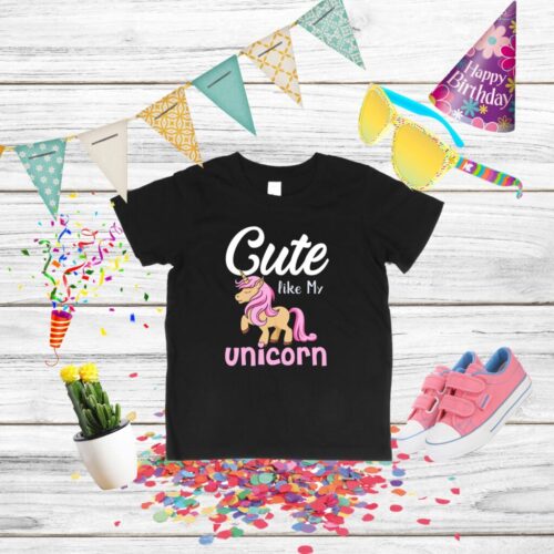 Tricou aniversar unicorn pentru copii micuți drăguți