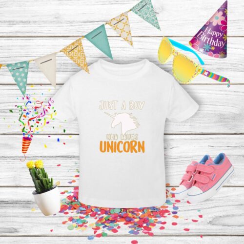 Tricou aniversar zâmbet unicorn băiat petrecere colorată