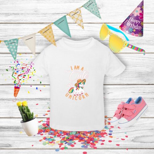 Tricou aniversar unicorn decor fericit pentru copii